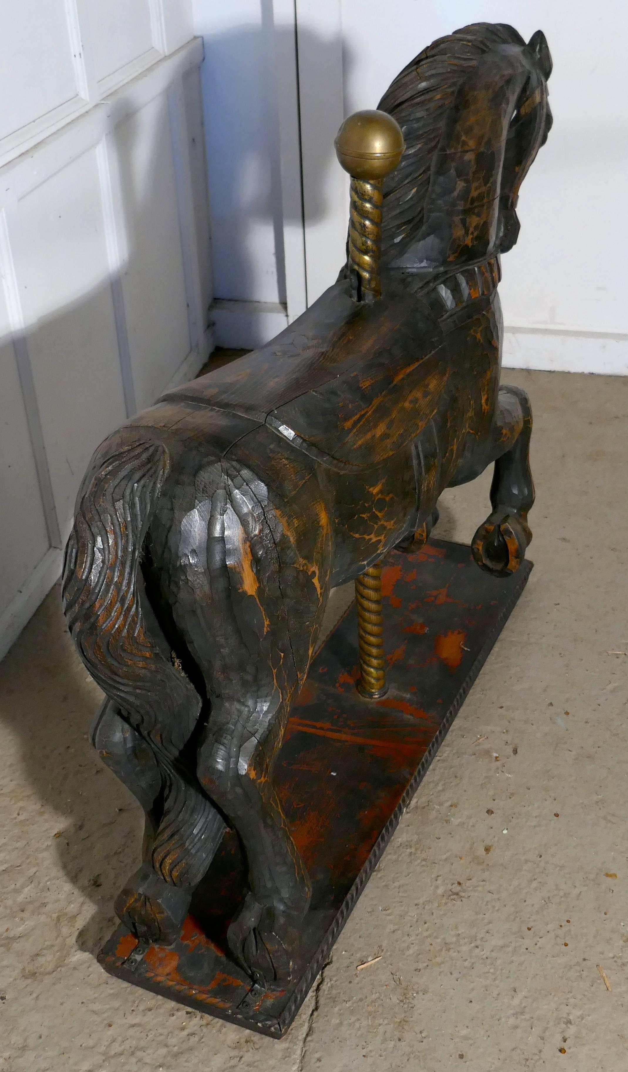 19th Century Wooden Spanish Carousel Galloper or Fair Ground Horse In Good Condition In Chillerton, Isle of Wight