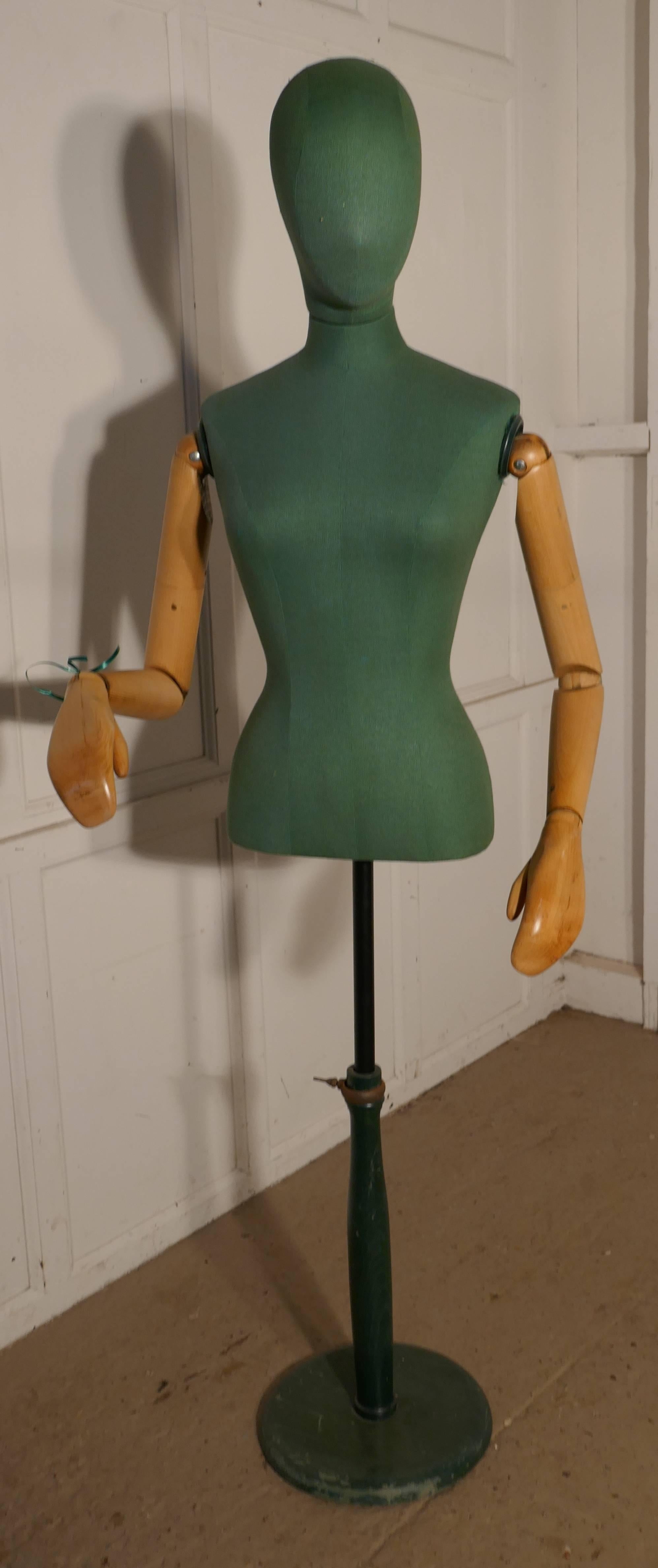 Quirky green vintage mannequin by Stockman, Taylor’s Dummy

A striking green vintage mannequin, by Stockman London & Paris, this is a good quality piece with fully articulated arms and neck. Our Quirky Taylor’s Dummy is covered fabric, she is