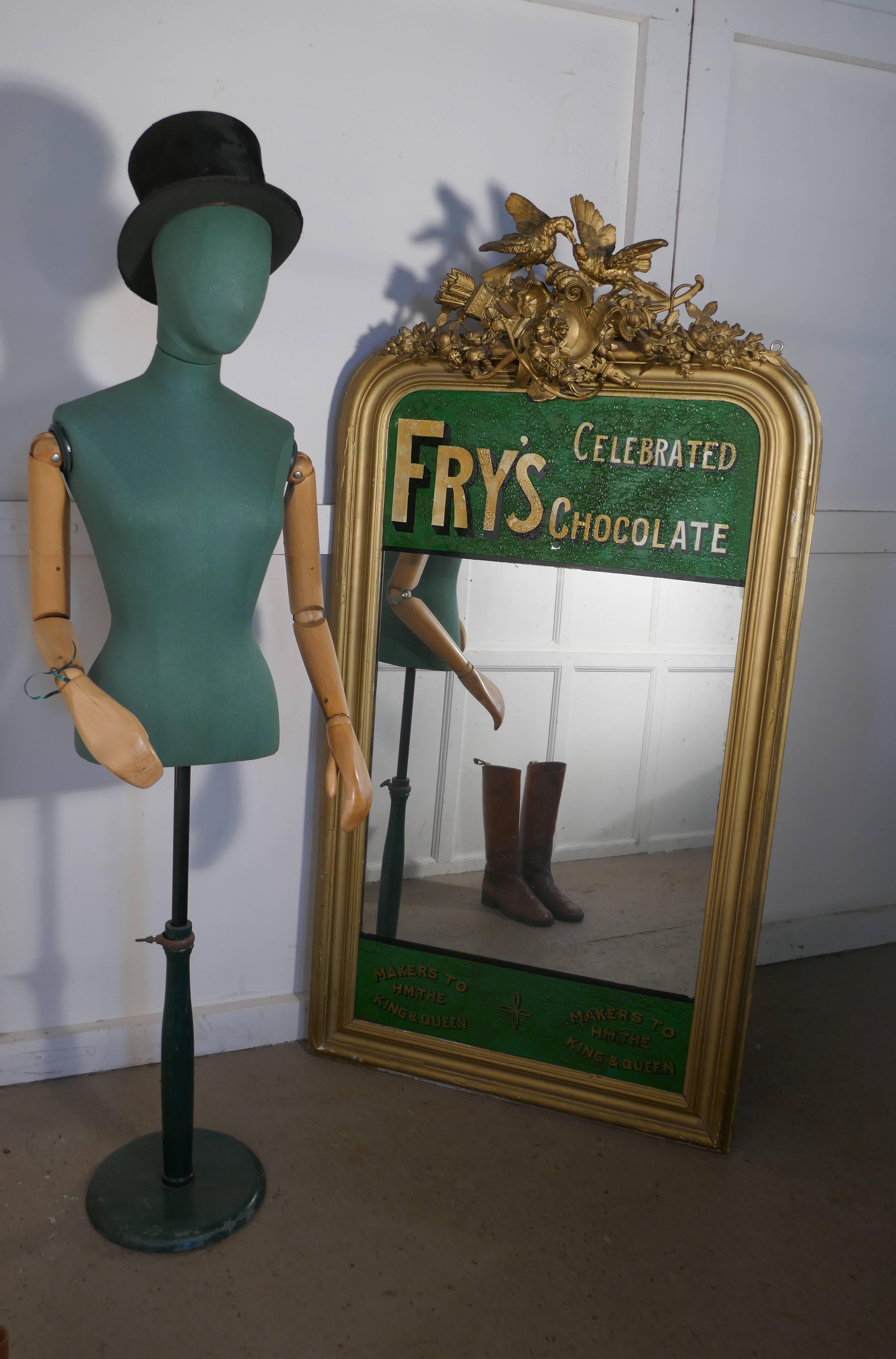 19th Century Large Victorian Advertising Mirror, Fry’s Chocolate Overmantel