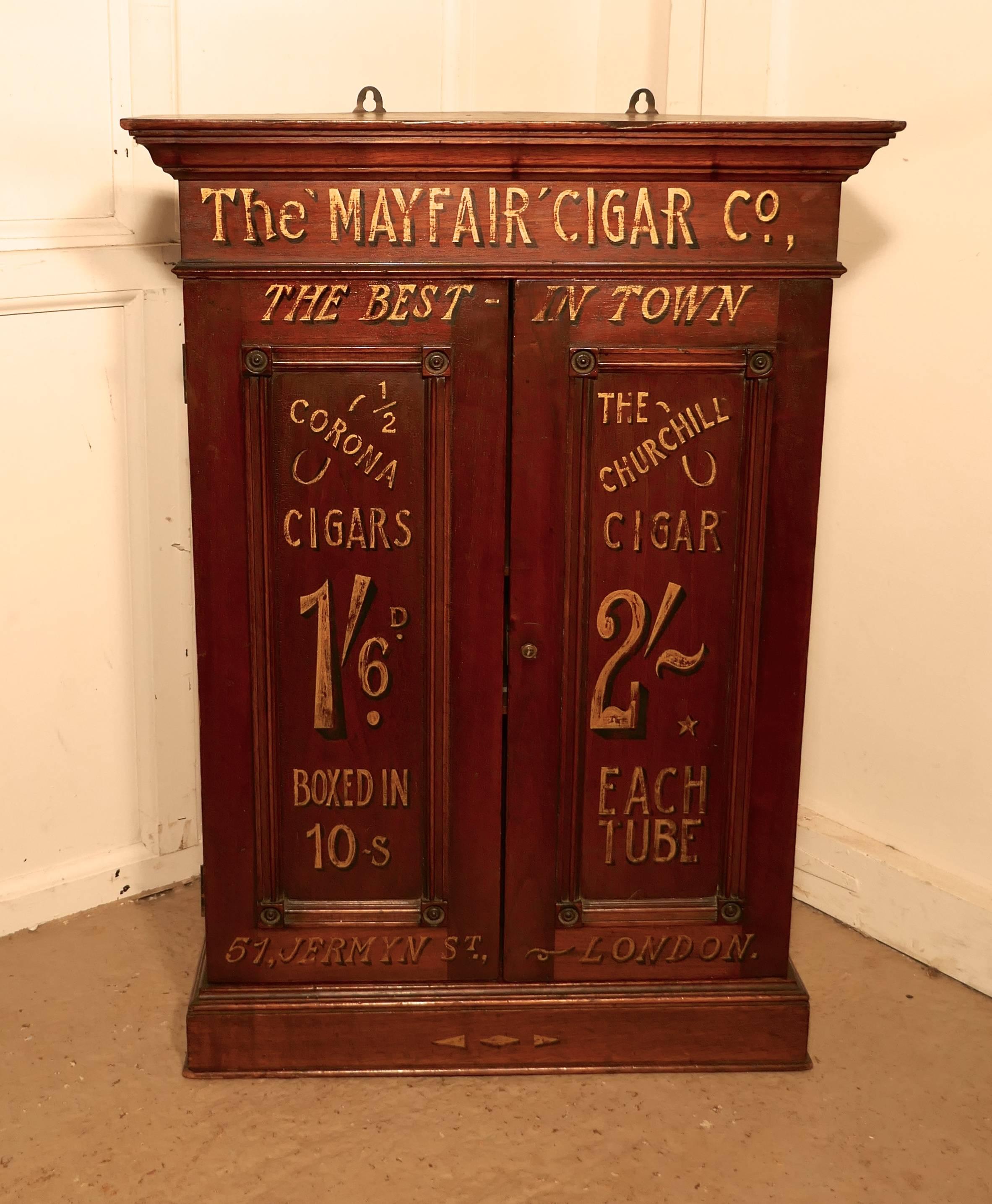 English Victorian Sign Painted Cigar Store Cupboard, Shop Display