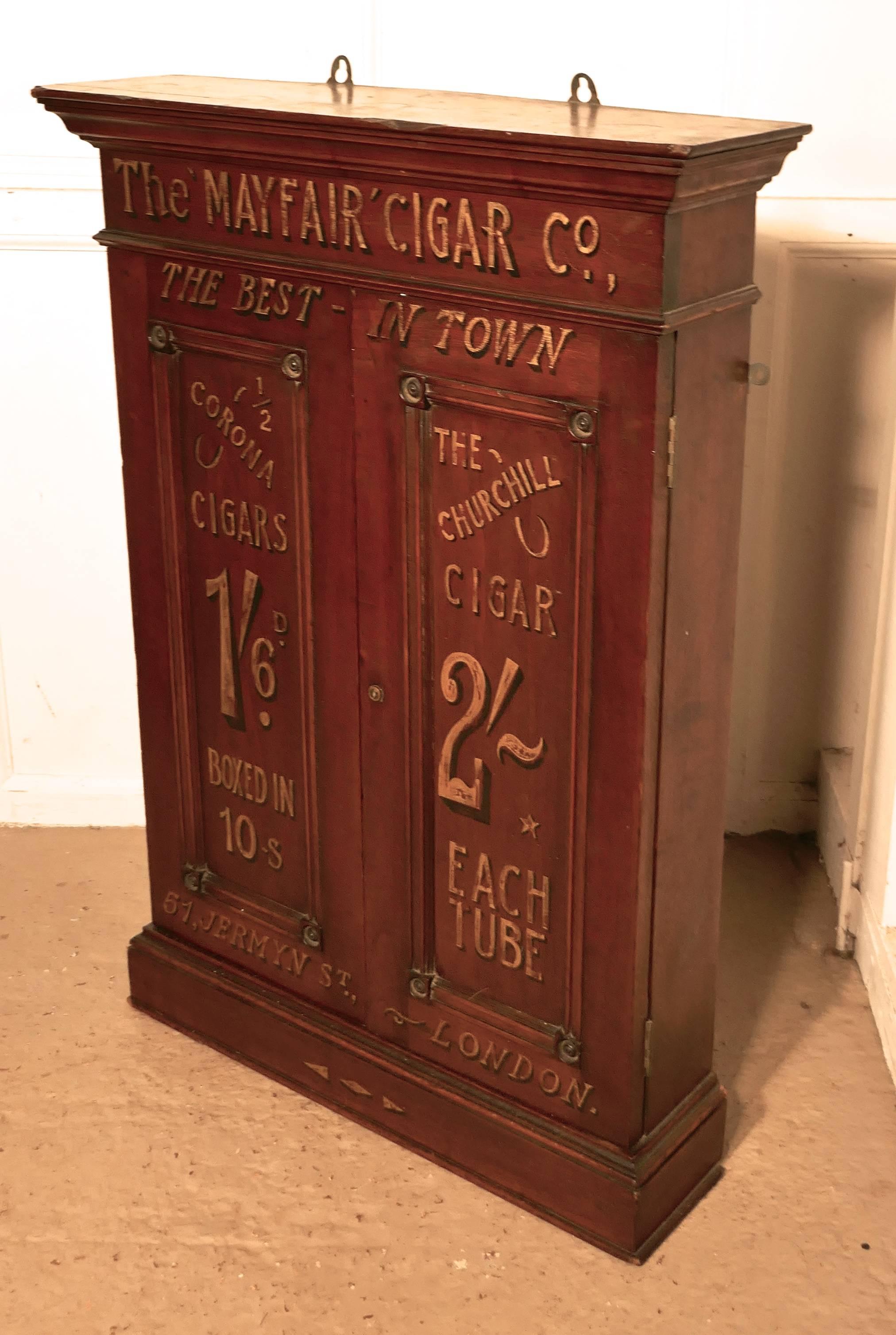 Victorian Sign Painted Cigar Store Cupboard, Shop Display In Good Condition In Chillerton, Isle of Wight