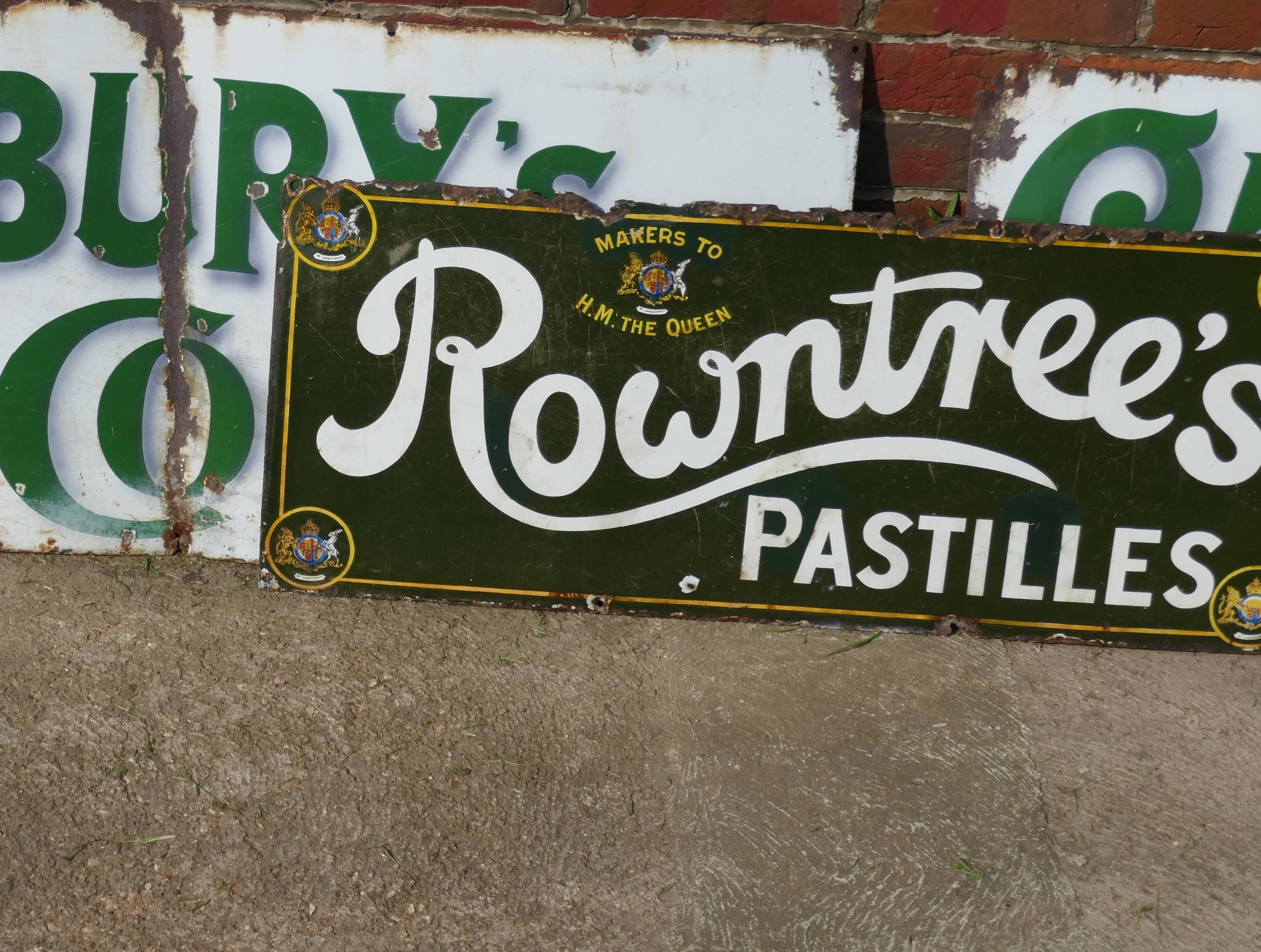 English Original Rowntree's Pastilles Enamel Sign