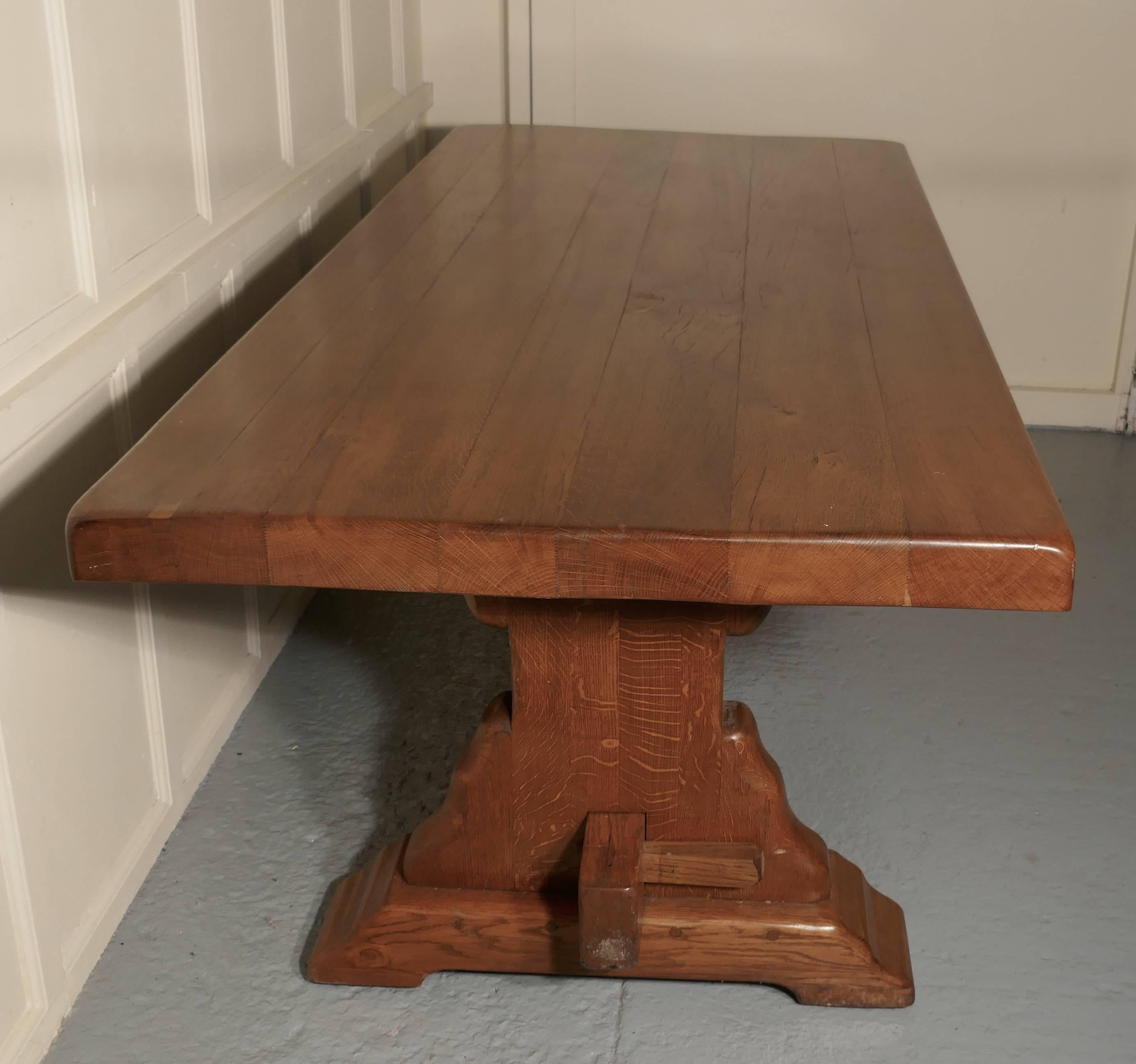 Country Large French Golden Oak Arts and Crafts Refectory Table