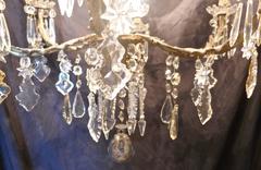 Stunning French Crystal Six-Branch Brass Chandelier