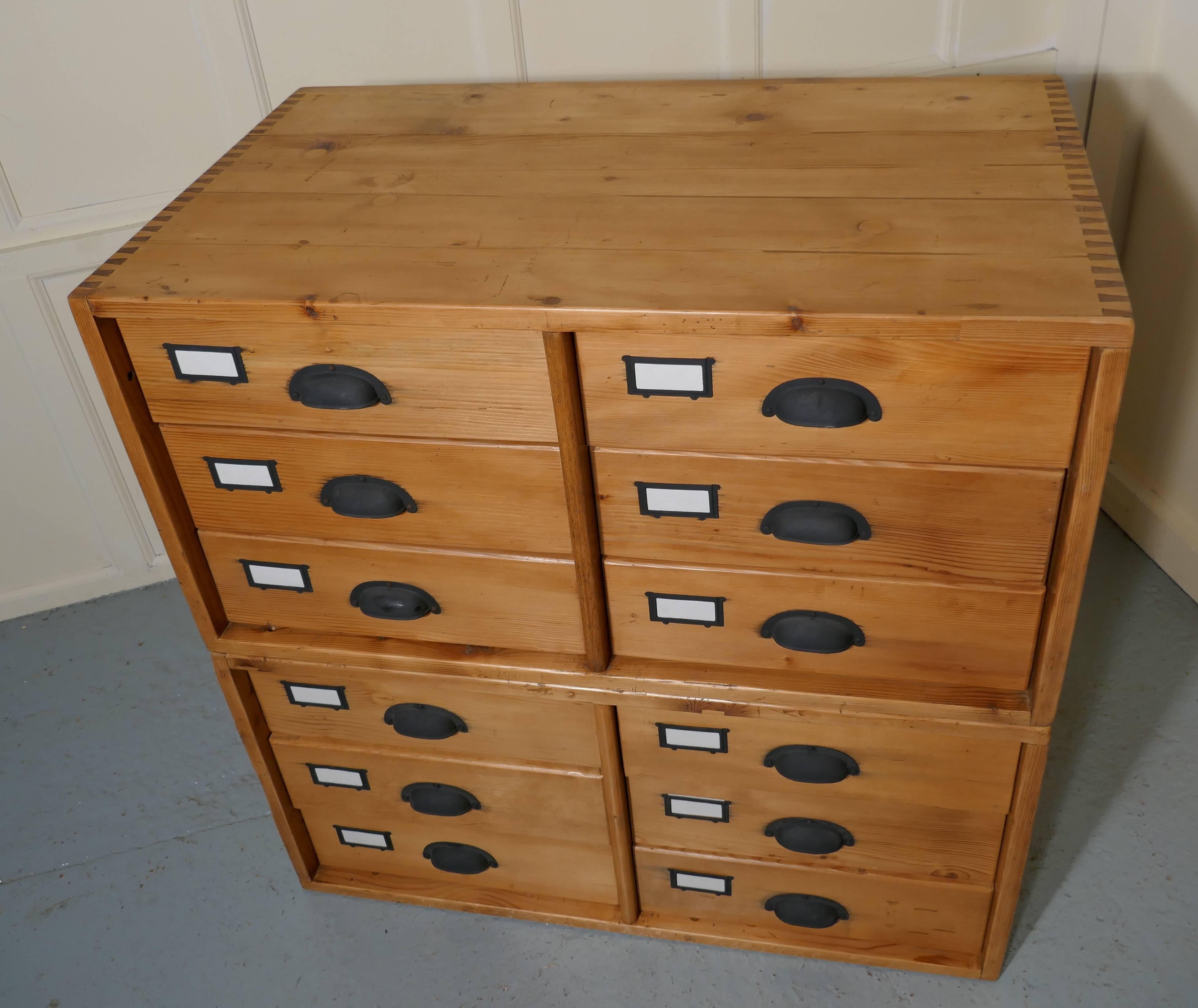 Campaign Pair of Stacking Filing Cabinet Drawers, Side Tables, or Large Coffee Table