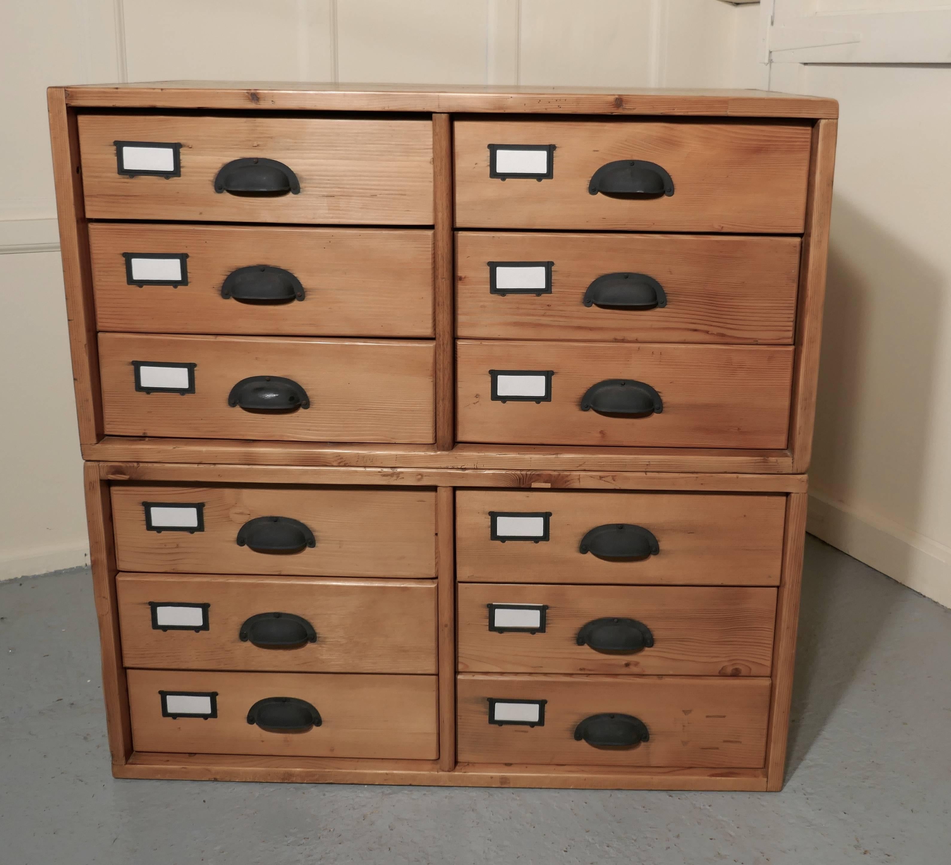 A pair of stacking filing cabinet drawers, side tables, or large coffee table.

These attractive pine units stack on top of each other to make a tall set of drawers or filing cabinet alternatively they can be used as side tables or when they are