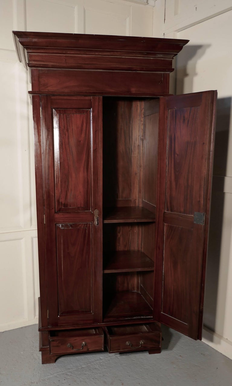 Solid Mahogany Shelved Armoire Hanging Wardrobe At 1stdibs