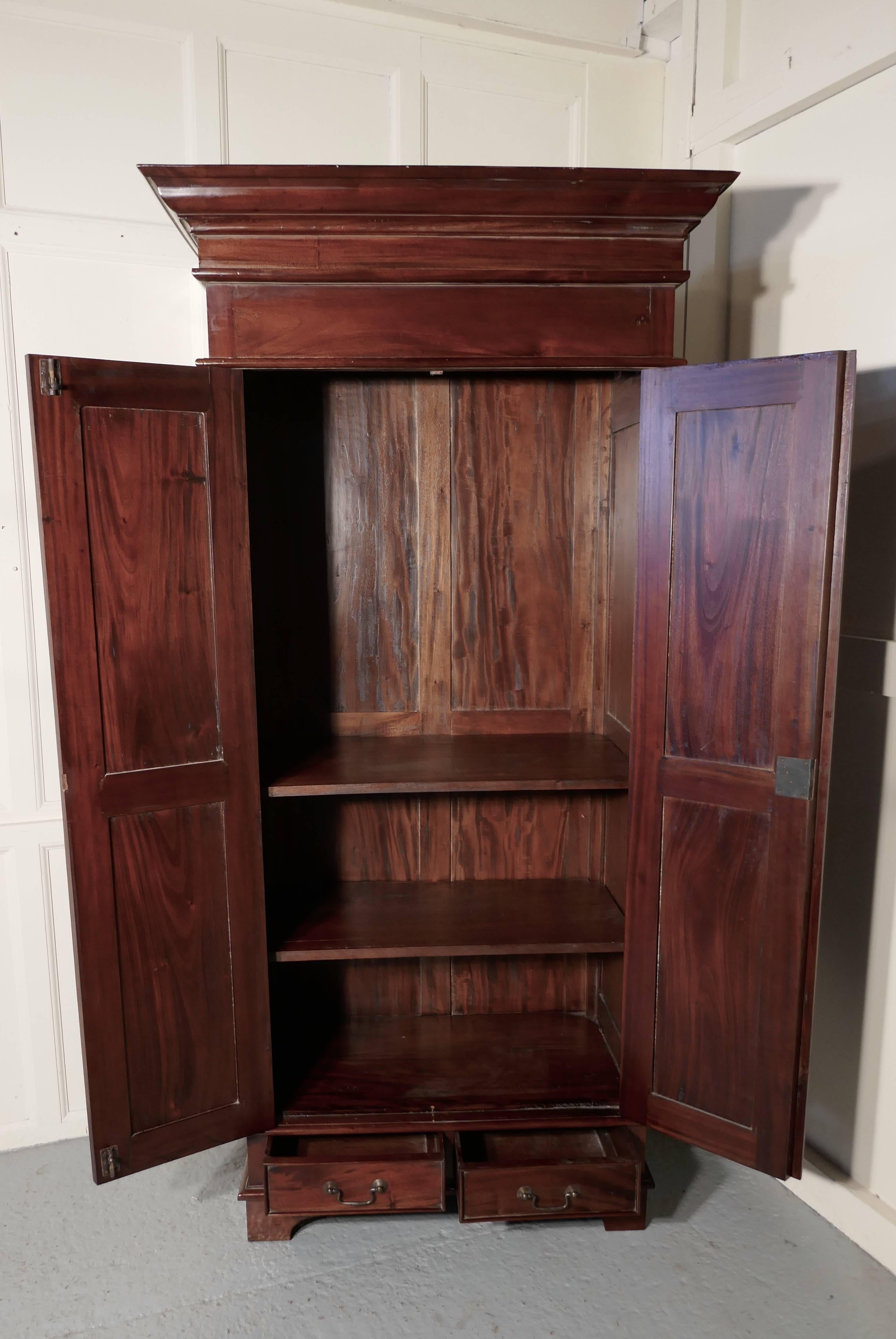  Solid Mahogany Shelved Armoire Hanging Wardrobe In Good Condition In Chillerton, Isle of Wight