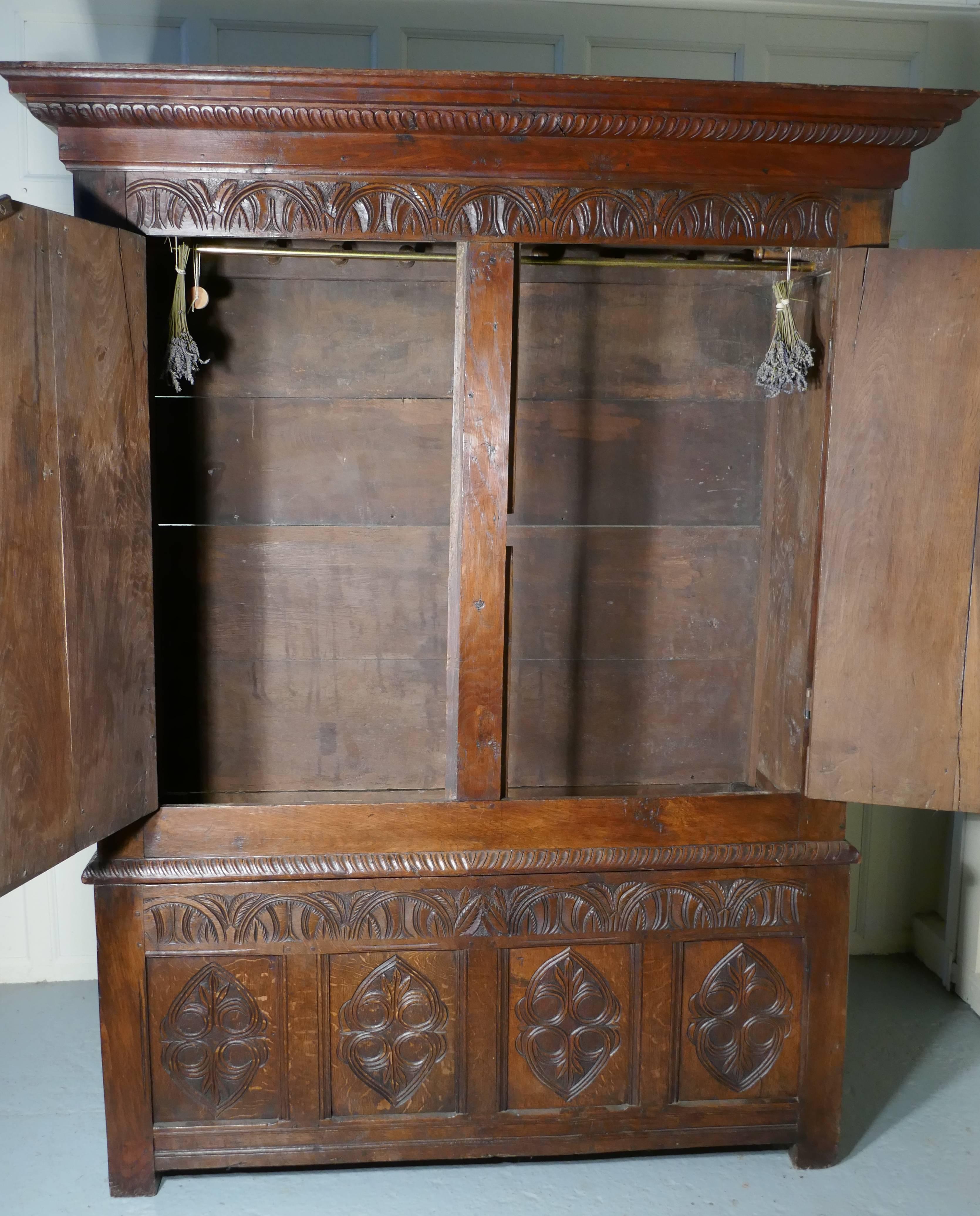 17th Century Welsh Oak Slab Side Housekeepers Cupboard, Wardrobe 2