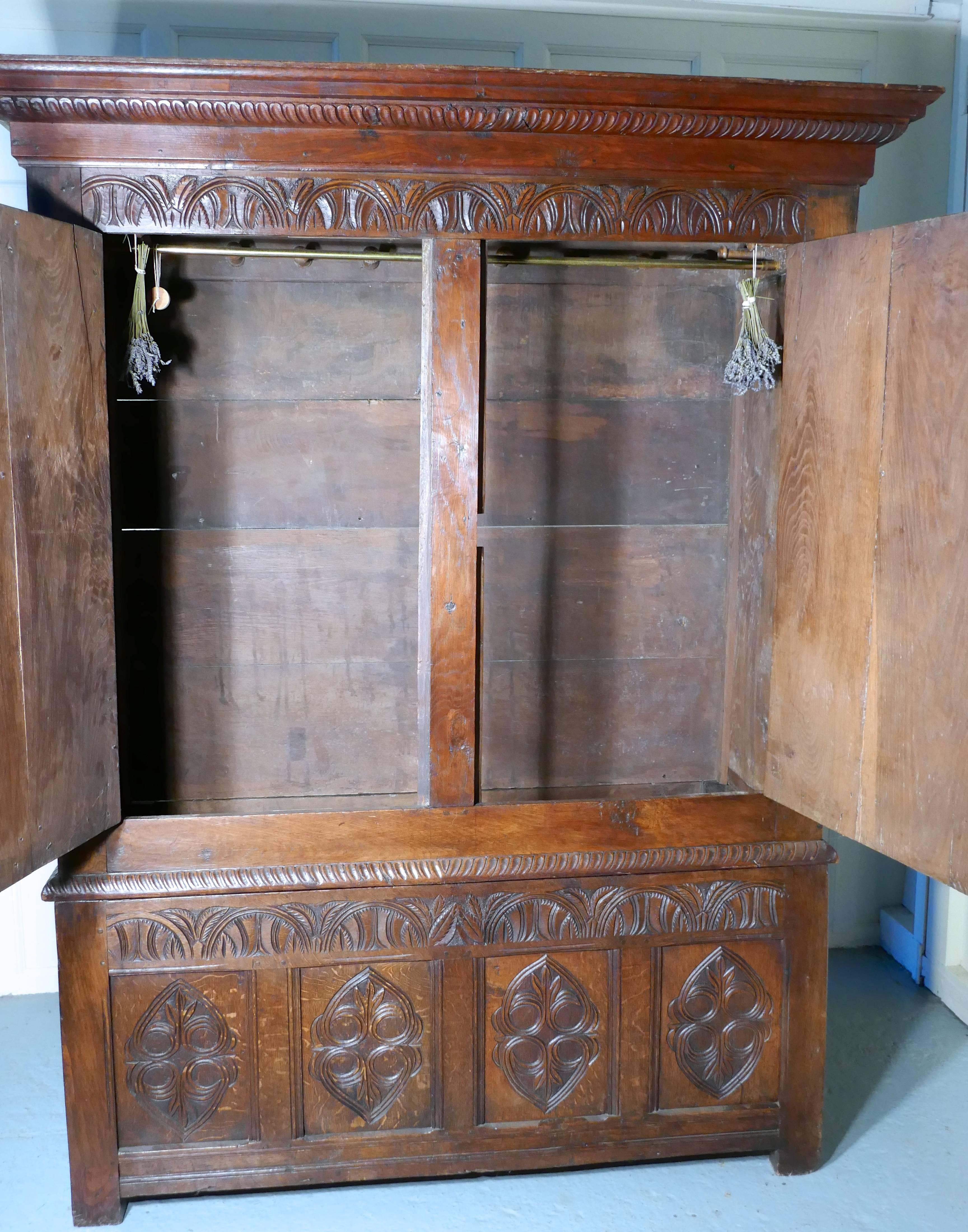 17th Century Welsh Oak Slab Side Housekeepers Cupboard, Wardrobe 3