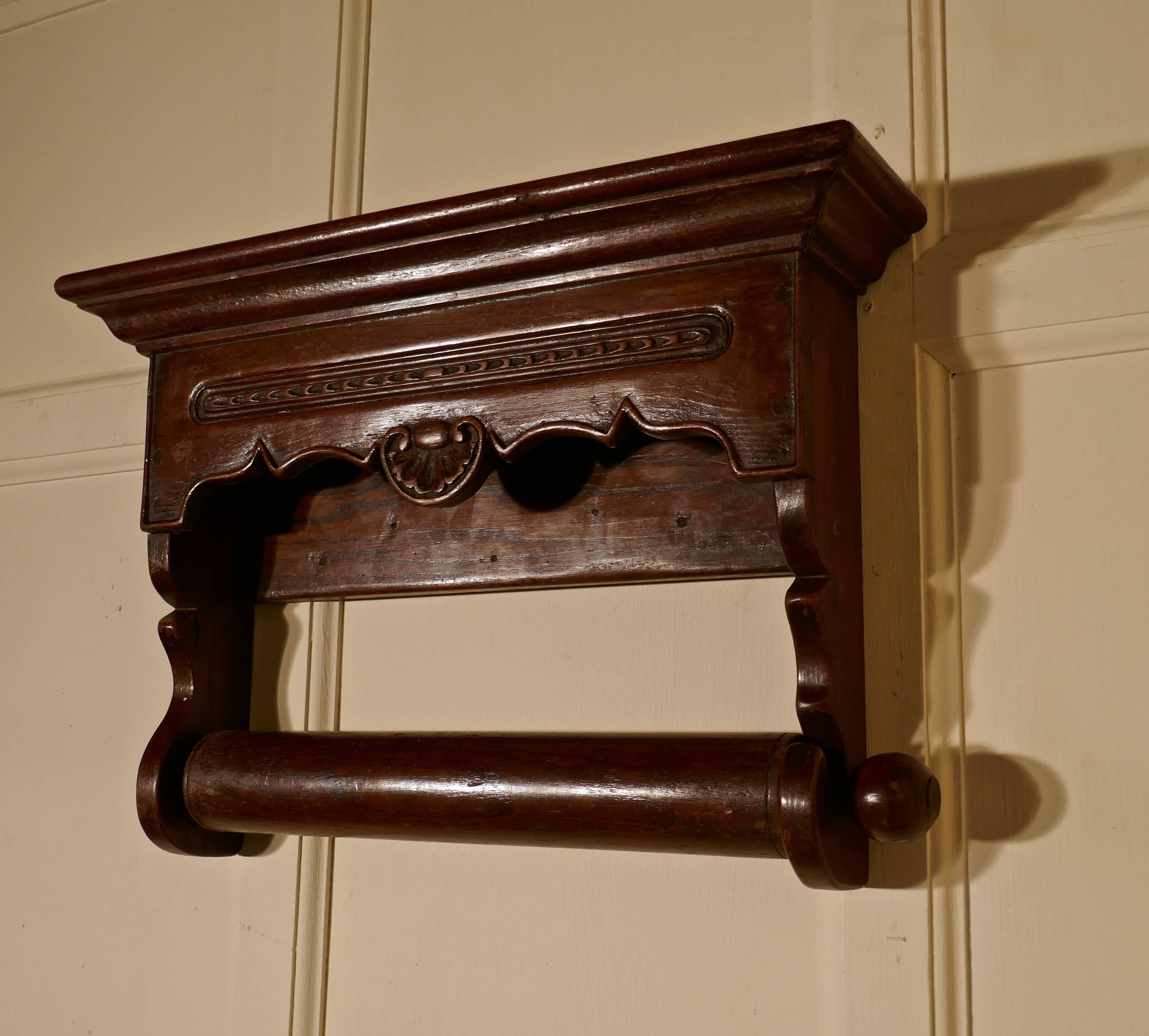 Country 19th Century Bretton Carved Oak Towel Rail