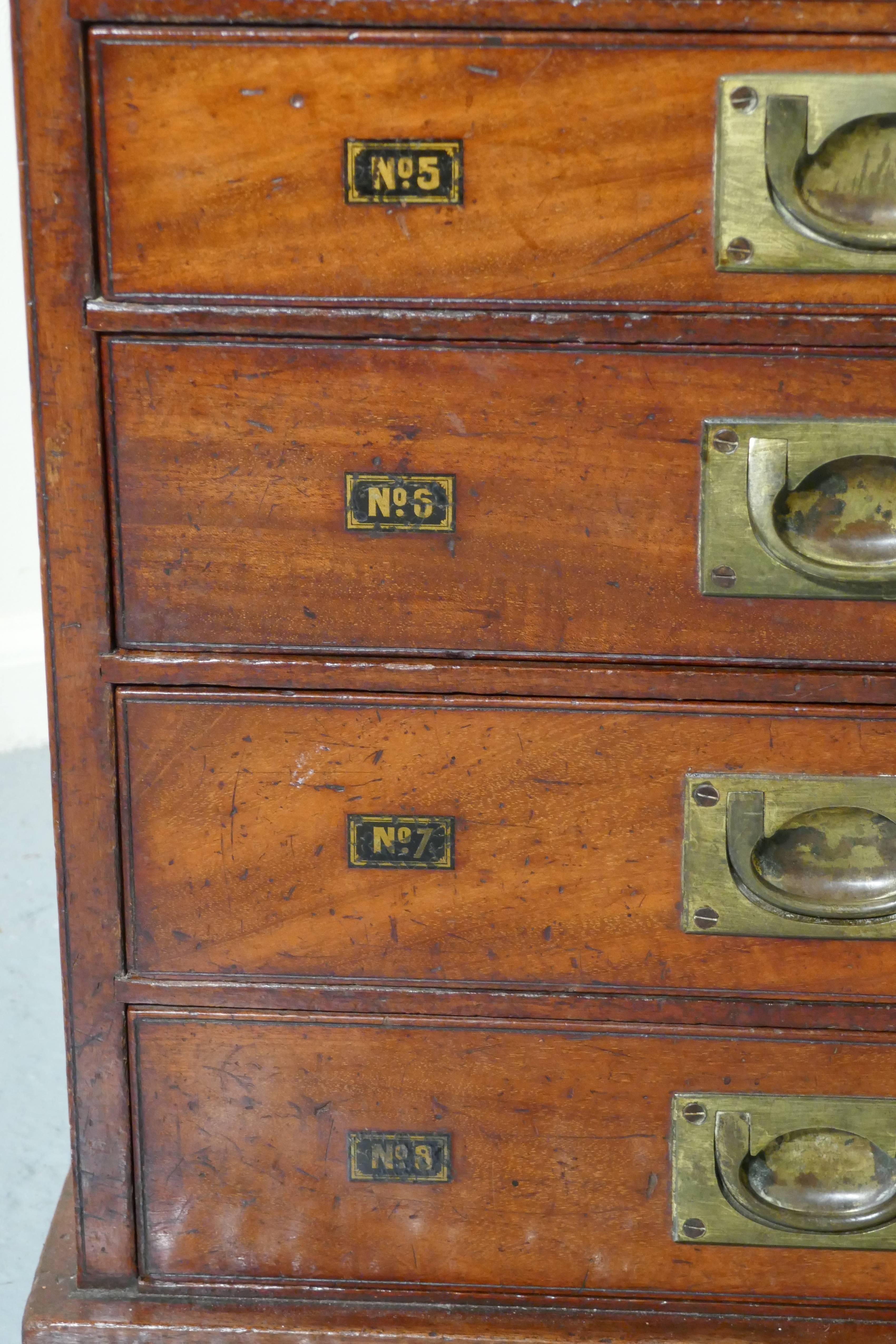 19th Century Mahogany Eight-Drawer Filing Cabinet 1