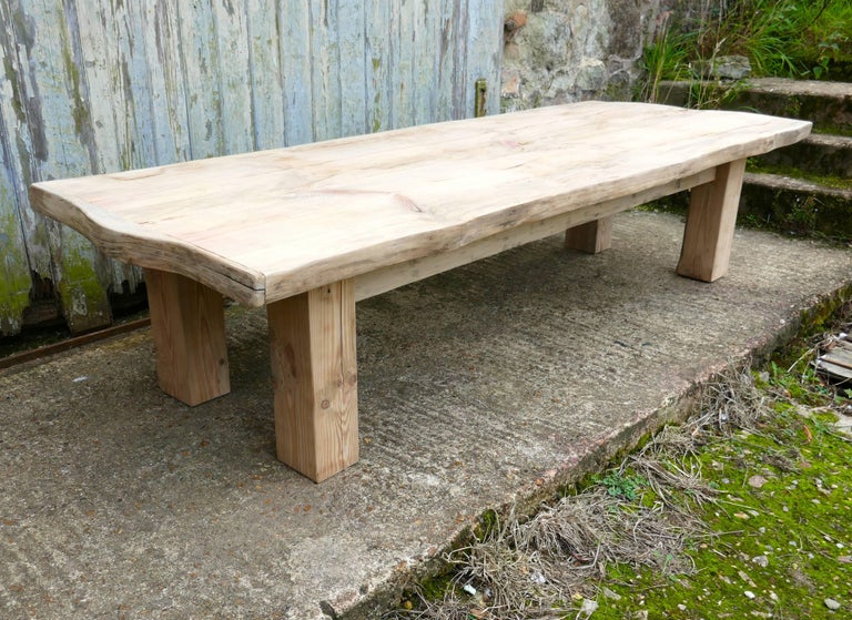 Rustic Solid Bleached Pine Coffee Table Woodland Art Furniture at 1stDibs
