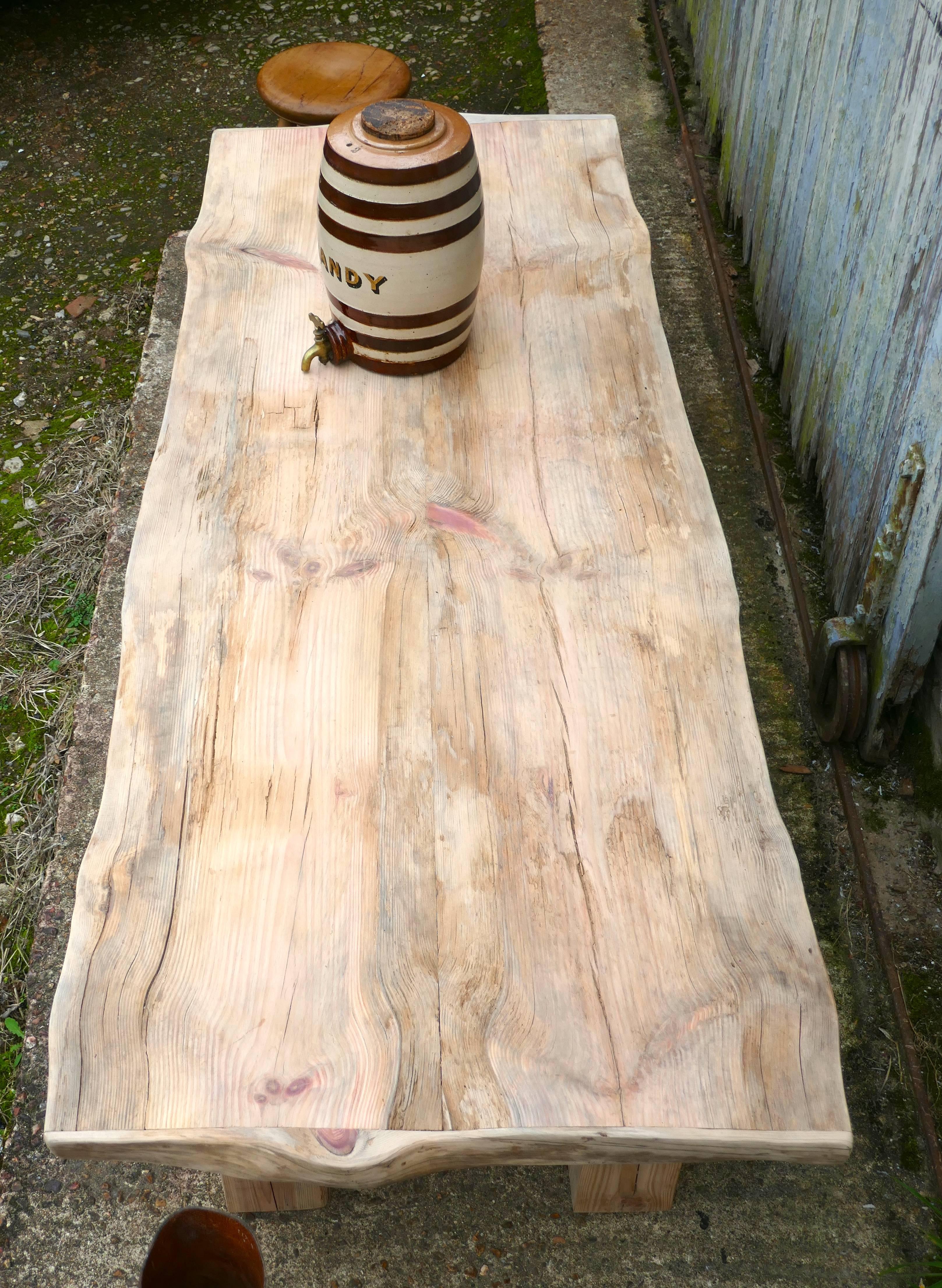 English Rustic Solid Bleached Pine Coffee Table Woodland Art Furniture