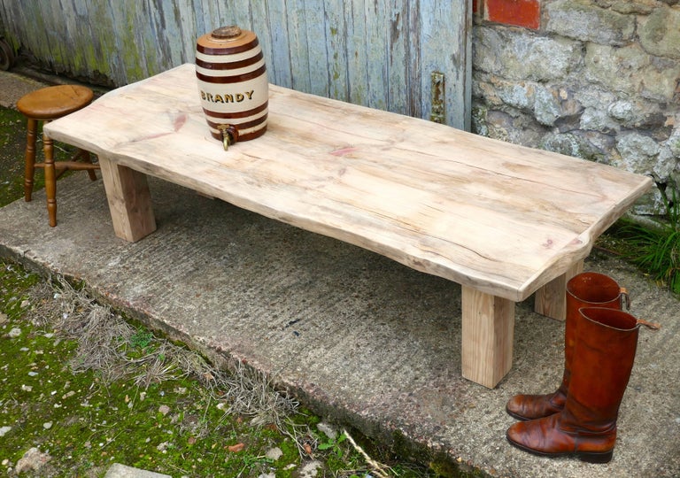 Rustic Solid Bleached Pine Coffee Table Woodland Art Furniture at 1stDibs