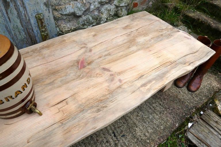 Rustic Solid Bleached Pine Coffee Table Woodland Art Furniture at 1stDibs