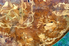 Large Inlaid Musical Theme Burr Walnut Marquetry Centre Dining Table