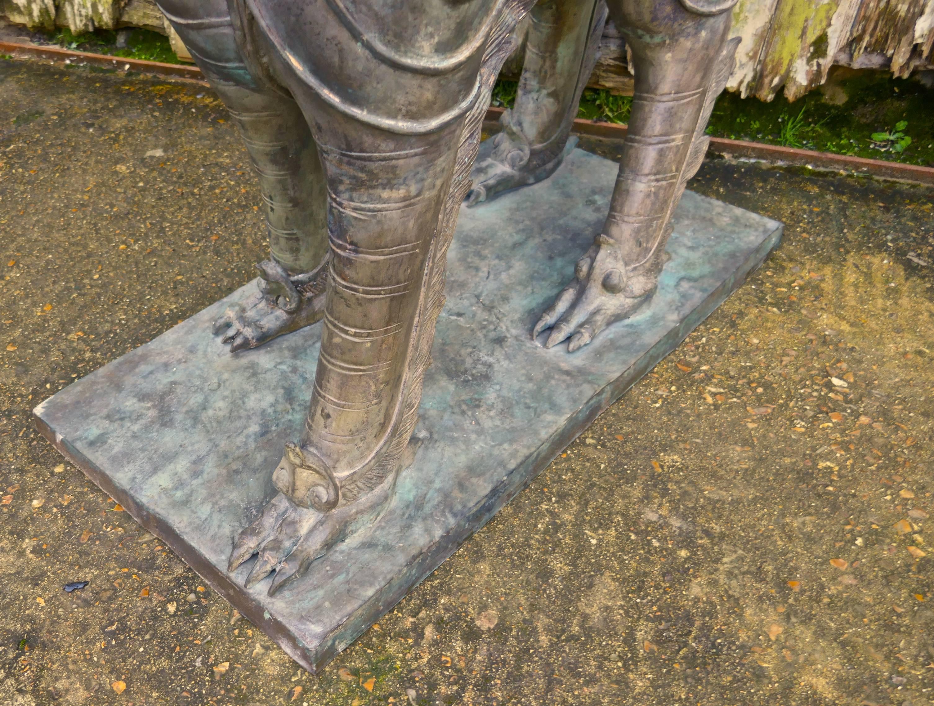 Pair of Large Bronze Thai Temple Guardian Foo Lion Dogs 2