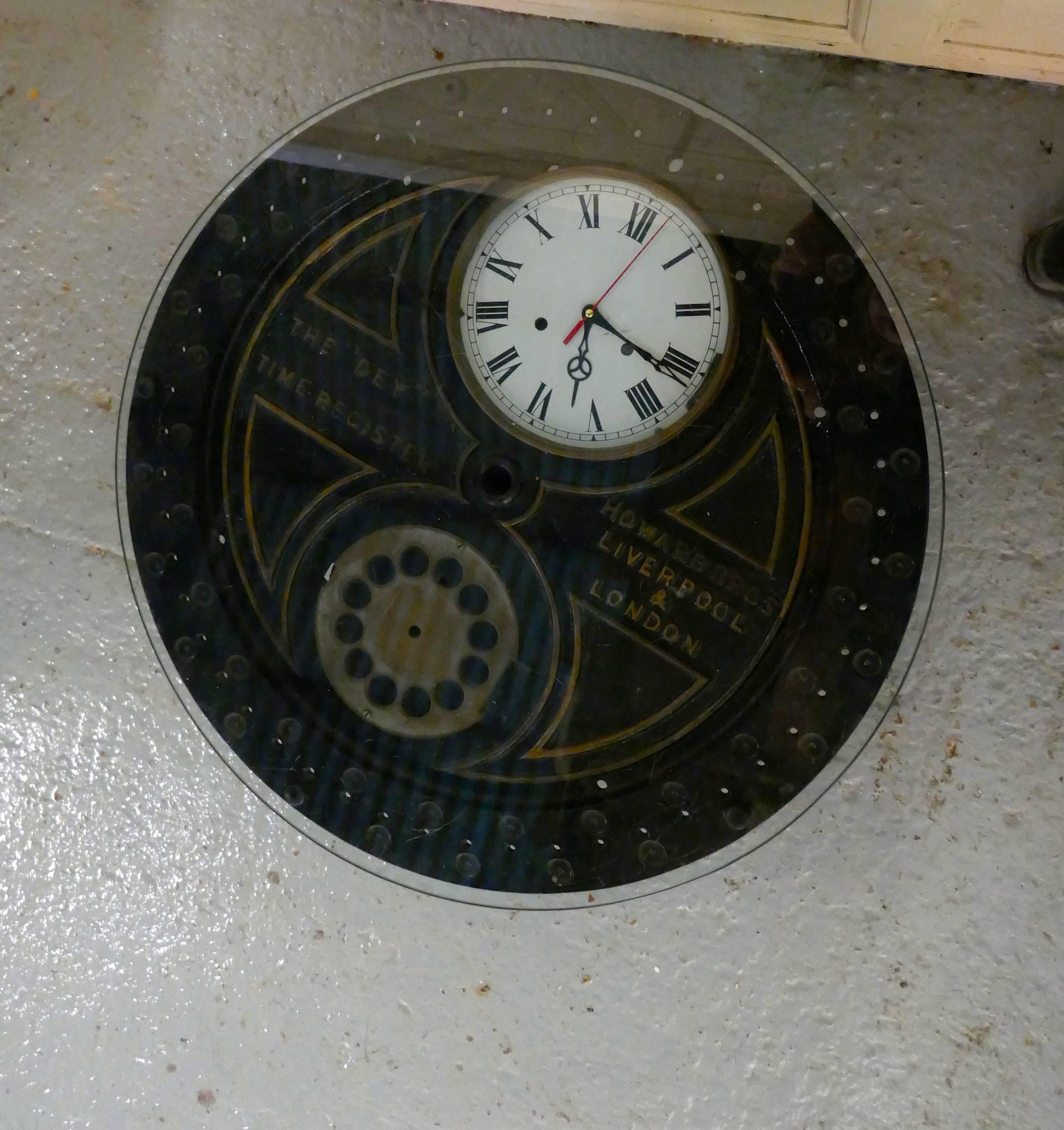 Stylish designer coffee table, Industrial antiques, steam punk


The coffee tabletop is made from a 19th century clocking in clock, the Dey Howard Brothers Time register, the clock has a piece of plate glass on top and the base has been made from