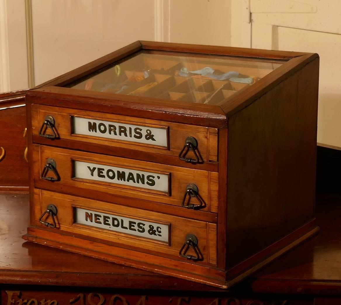 Morris and Yeoman’s Needles & Co. Haberdashery Advertising Three-Drawer Cabinet 3