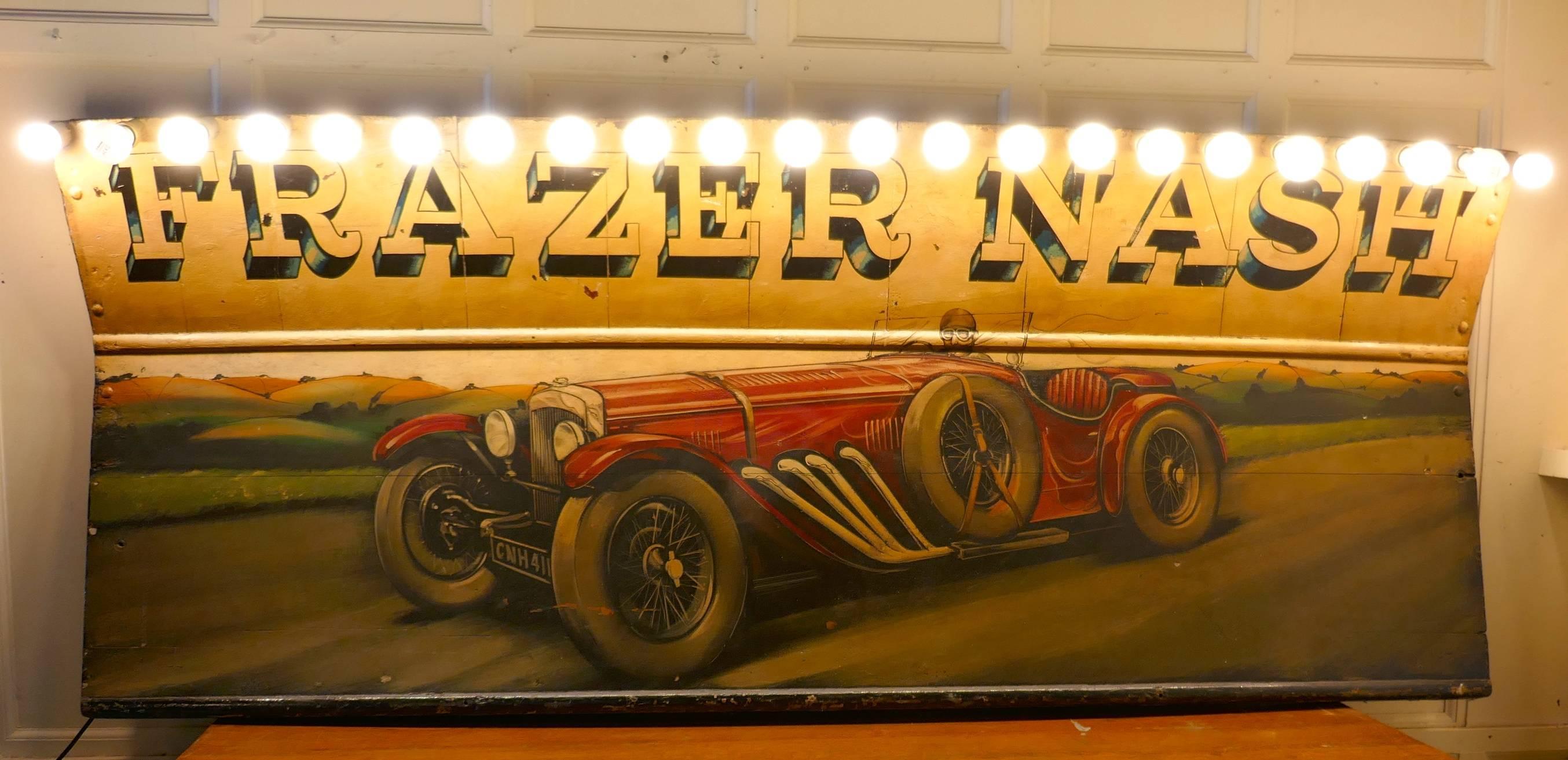 Industrial Frazer Nash Huge Illuminated Advertising Painted Trade Sign For Sale