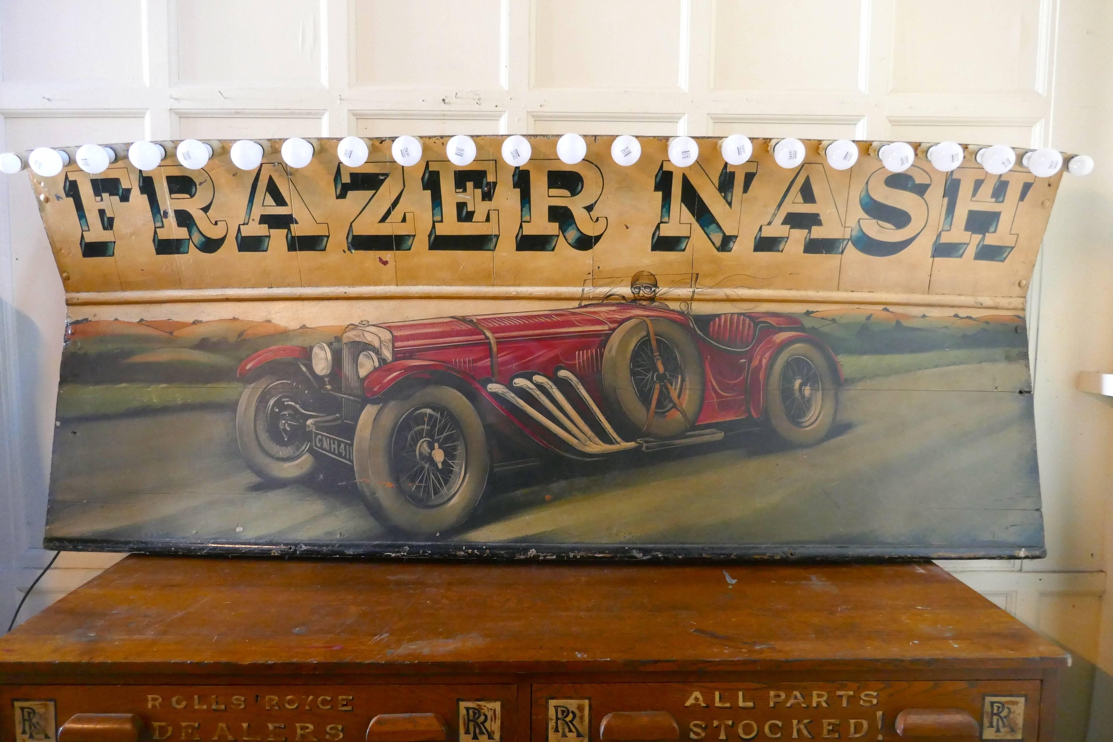 Frazer Nash Huge Illuminated Advertising Painted Trade Sign In Good Condition For Sale In Chillerton, Isle of Wight