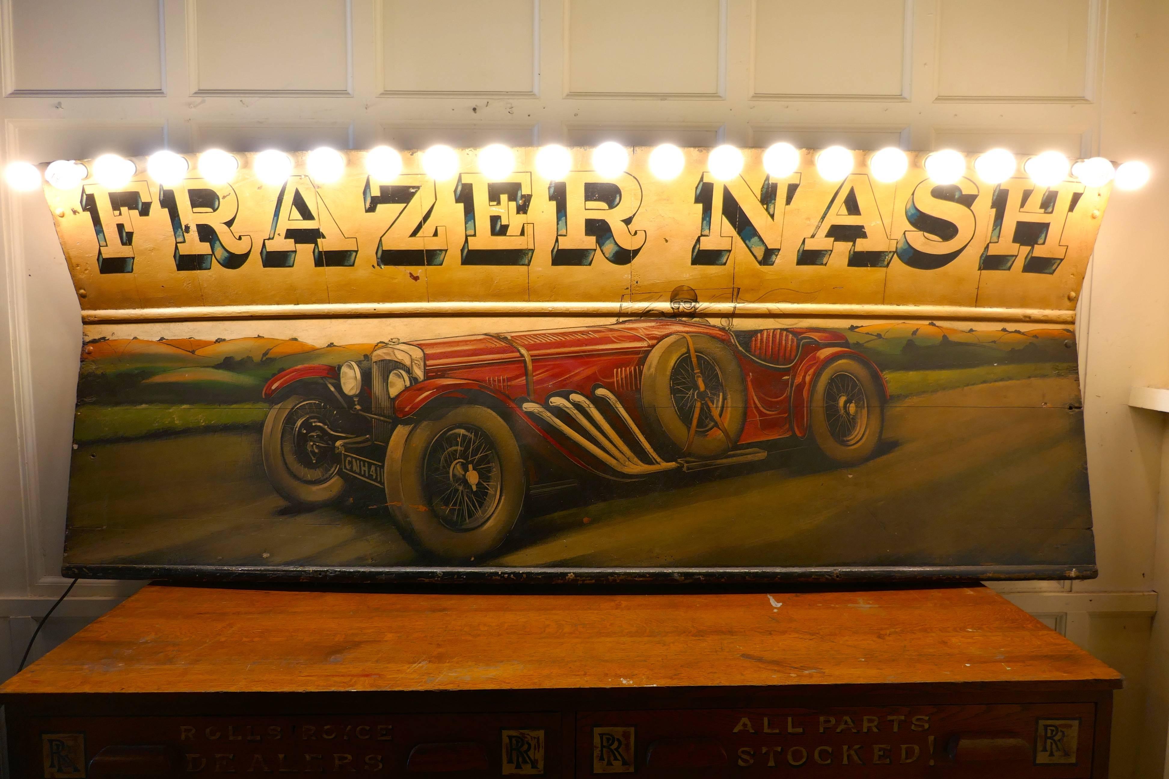 Frazer Nash Huge Illuminated Advertising Painted Trade Sign For Sale 2