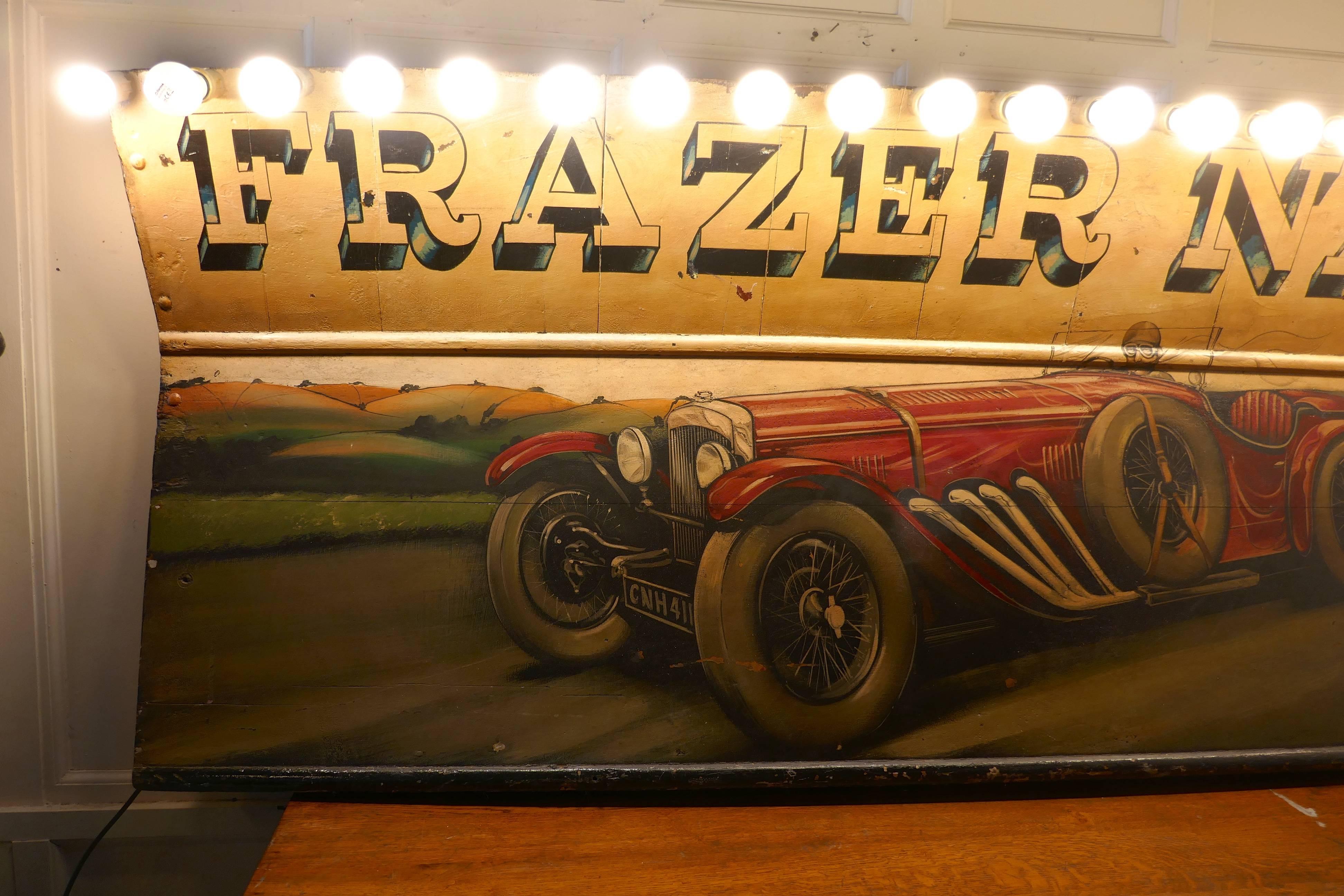 Wood Frazer Nash Huge Illuminated Advertising Painted Trade Sign For Sale