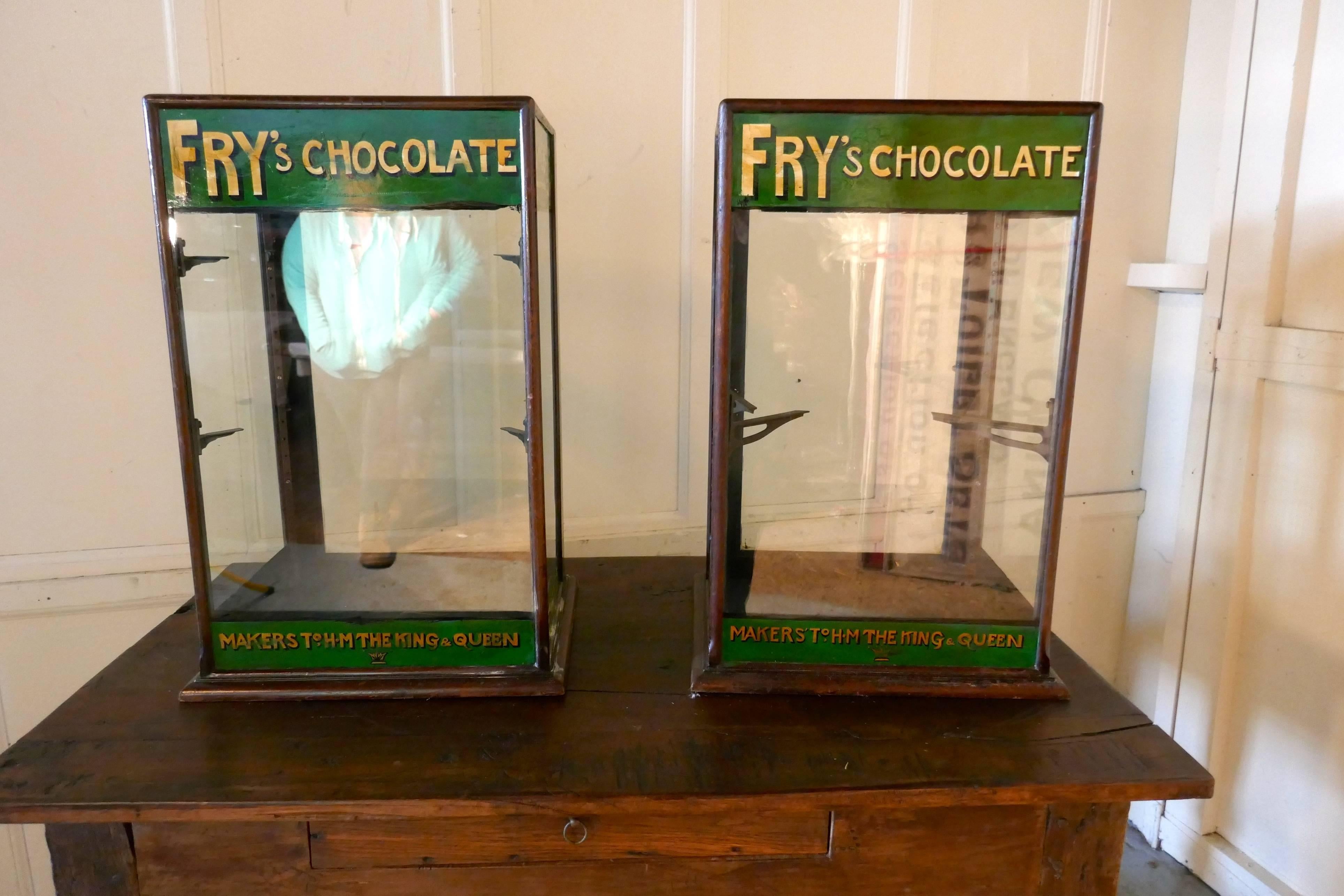 Pair of Edwardian Fry’s Counter Top Shop Display Cabinets, Sweet Shop For Sale 1
