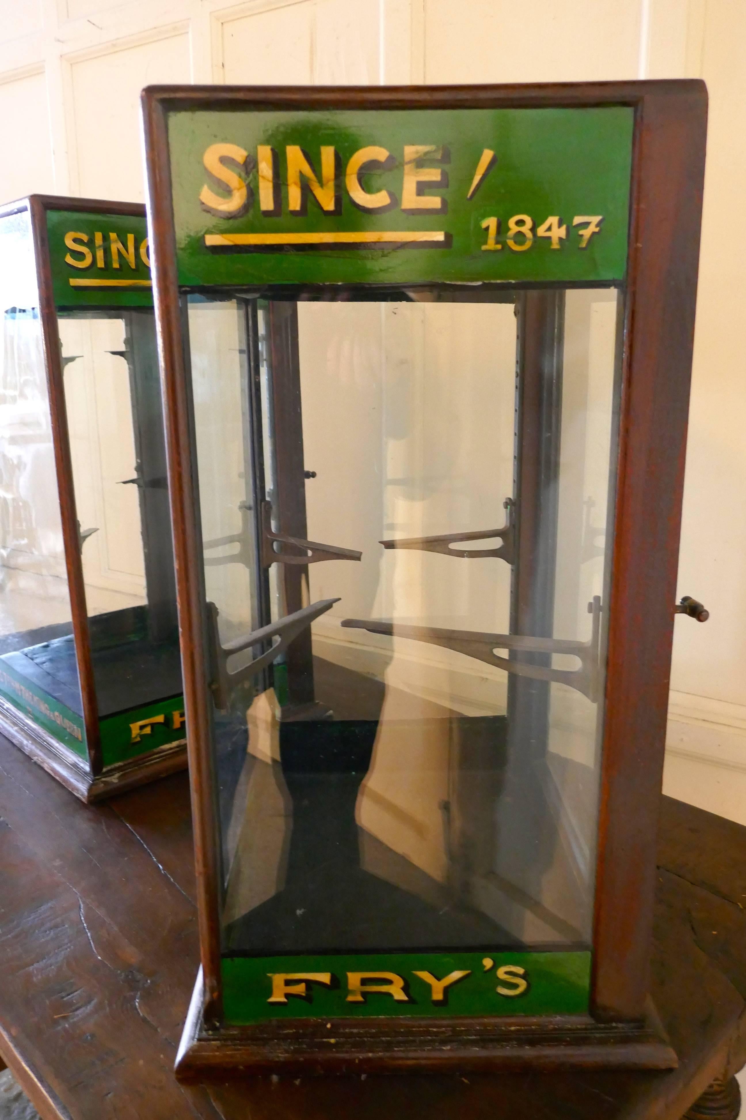 Pair of Edwardian Fry’s Counter Top Shop Display Cabinets, Sweet Shop For Sale 3