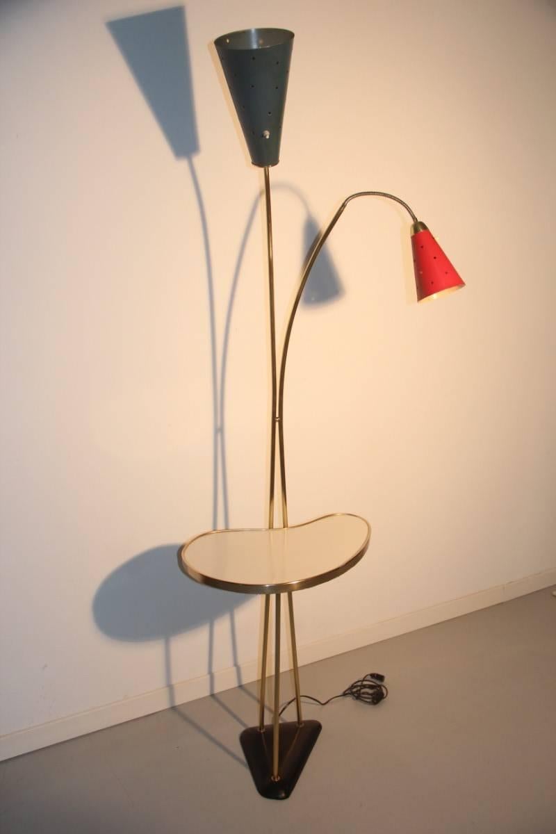 Floor Lamp Mid-Century Italian Design Red Gold Color 1950s Table Coffe  In Excellent Condition In Palermo, Sicily