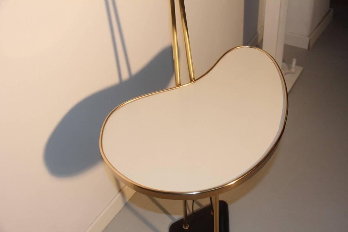 Metal Floor Lamp Mid-Century Italian Design Red Gold Color 1950s Table Coffe 