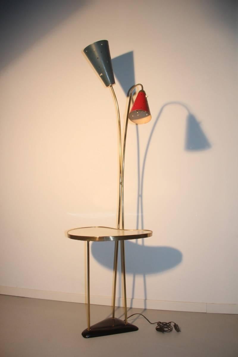 Floor Lamp Mid-Century Italian Design Red Gold Color 1950s Table Coffe  4
