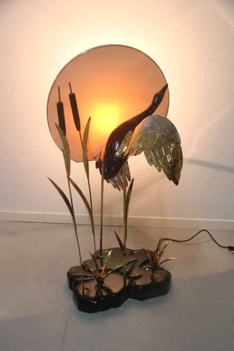 Floor Duck Sunset, 1970 Italian Design Gold Wood Lacquered Natural Floor In Excellent Condition In Palermo, Sicily