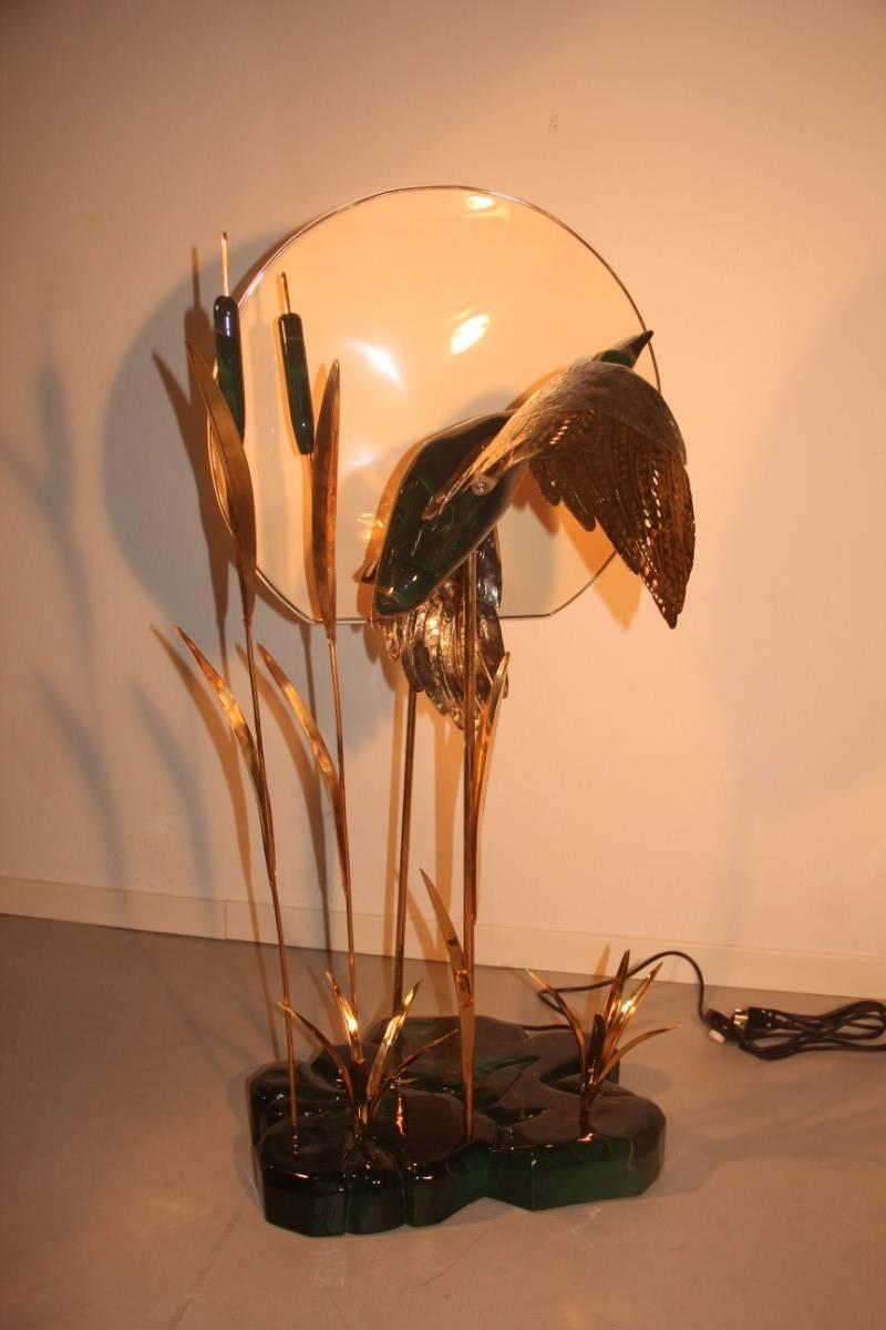 Late 20th Century Floor Duck Sunset, 1970 Italian Design Gold Wood Lacquered Natural Floor