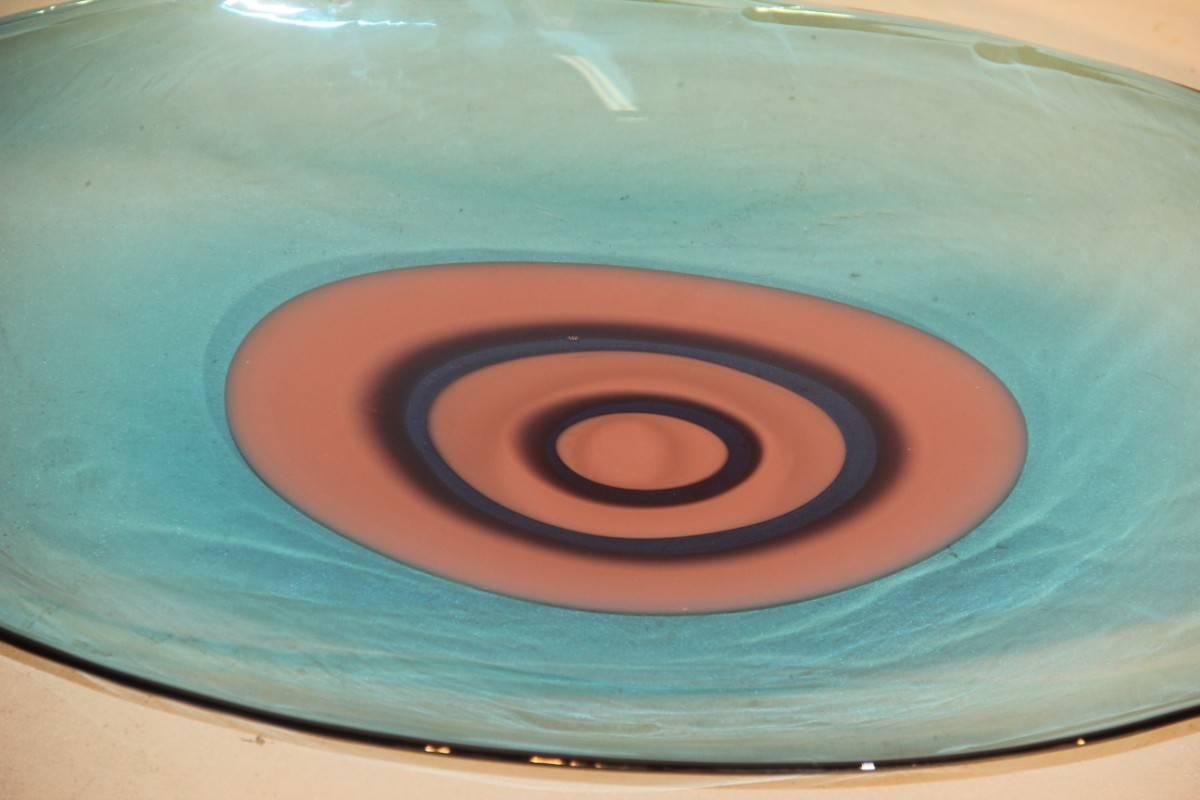Mid-Century Modern Large Bowl Lino Tagliapietra for Murrina Murano Art Glass, 1960 Blu Color 