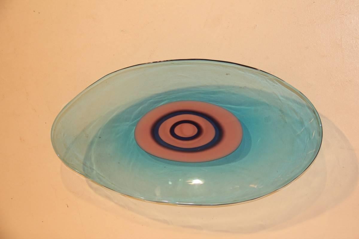 Large Bowl Lino Tagliapietra for Murrina Murano Art Glass, 1960 Blu Color  In Excellent Condition In Palermo, Sicily