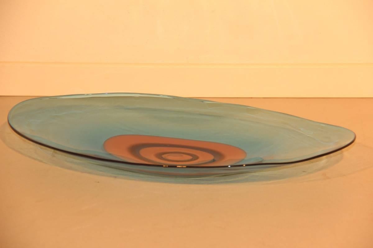 Italian Large Bowl Lino Tagliapietra for Murrina Murano Art Glass, 1960 Blu Color 