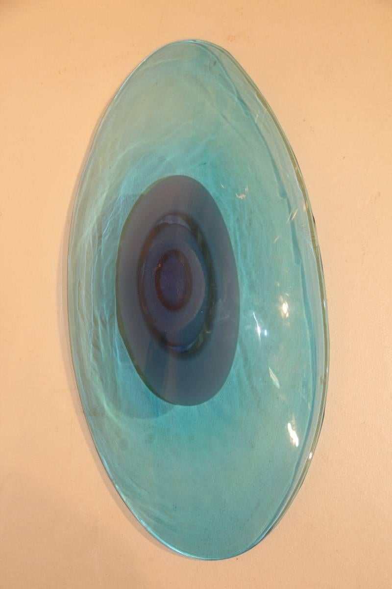 Murano Glass Large Bowl Lino Tagliapietra for Murrina Murano Art Glass, 1960 Blu Color 