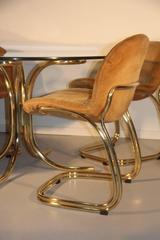Round Gold Brass Table  Whit Chairs Gastone Rinaldi RIMA Italian Design  1970s