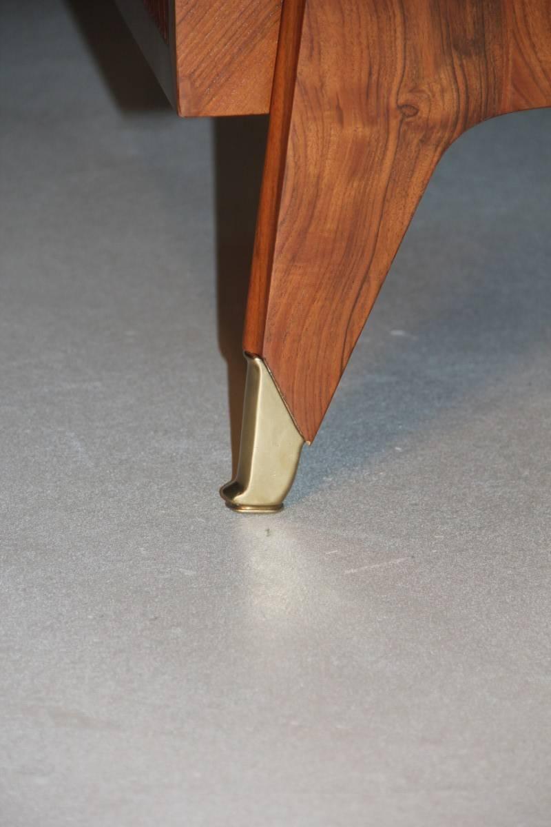 Vittorio Dassi Mid-Century Modern Desk Italian Design Glass Often Top Brass Feet 5