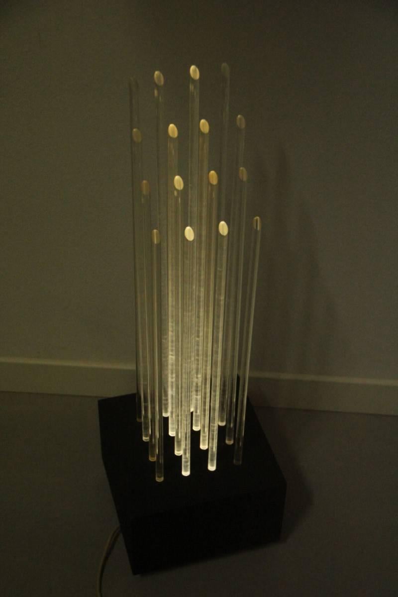 New Lamp Divieto Gianfranco Fini 1970 Table Lamp Plexiglass Metal Black Minimal In Good Condition In Palermo, Sicily