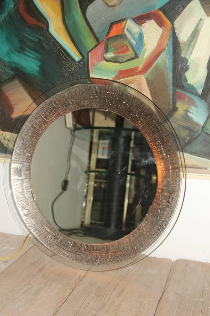 Mid-Century Modern Wall Mirror M. Furgeri Italian Mid-Century Design Fontana Arte Style, 1950s For Sale