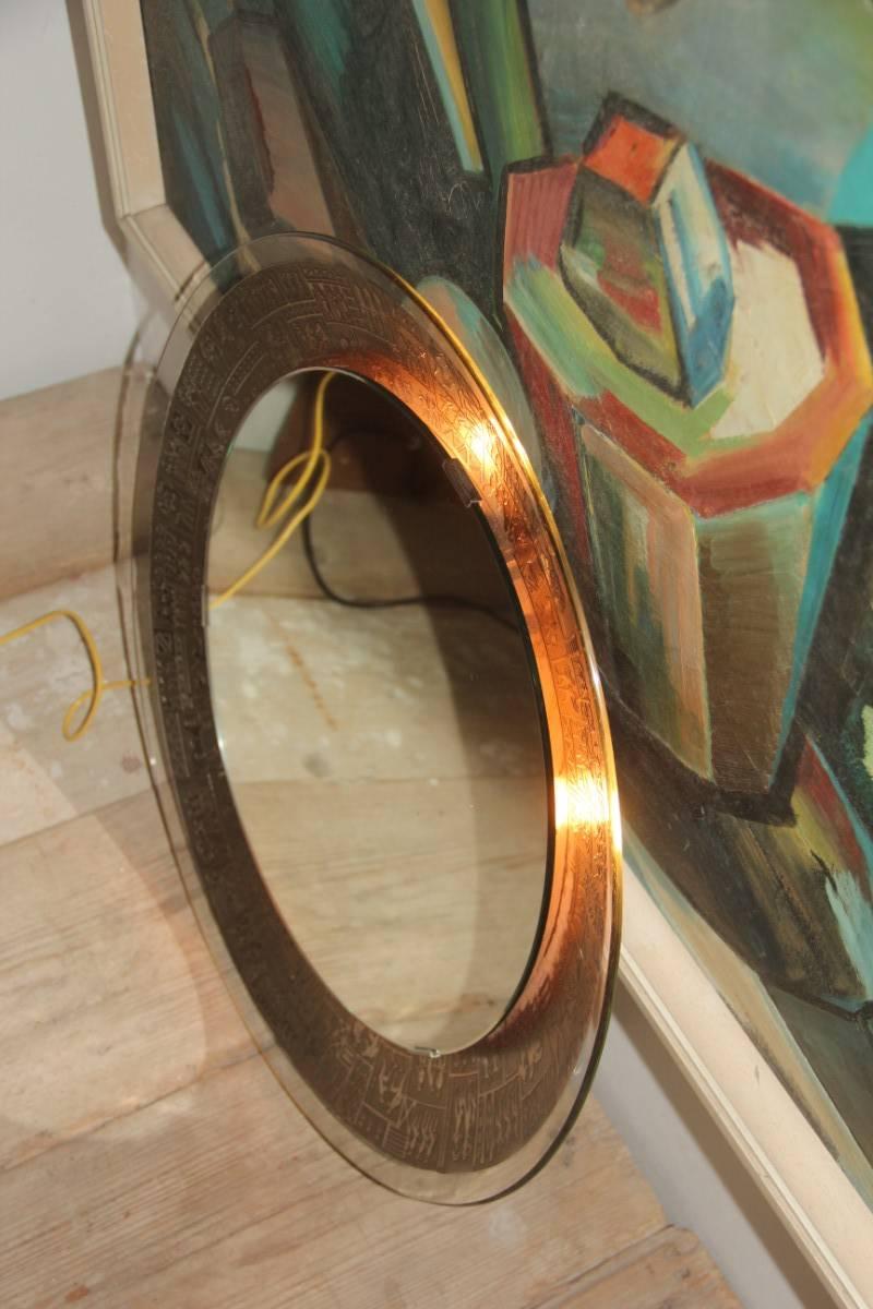 Wall Mirror M. Furgeri Italian Mid-Century Design Fontana Arte Style, 1950s In Good Condition For Sale In Palermo, Sicily