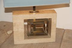 Minimal Table Lamp Sculptural 1970s Italian Design Brass Marble