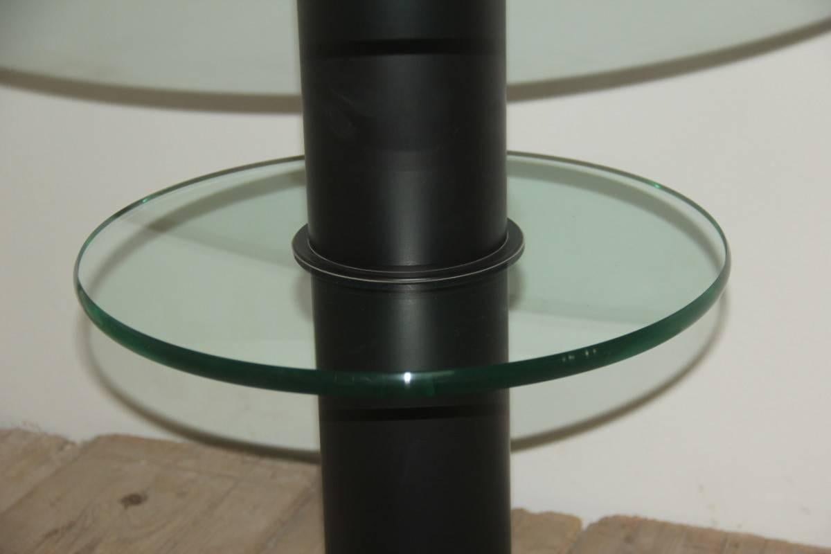 Milieu du XXe siècle Table basse ronde Gio Ponti pour Fontana Arte, années 1960, verre noir dépoli en vente