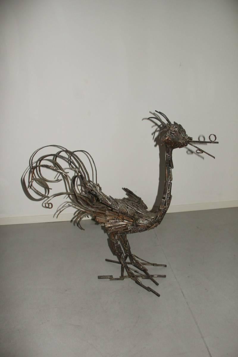 Iron Bird Mid-Century Modern  Brutalist Sculpture in Metal in 1970 Italian design For Sale