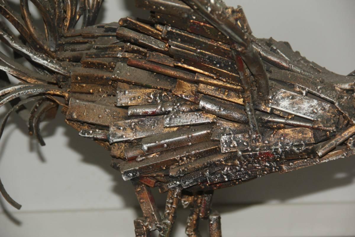Bird Mid-Century Modern  Brutalist Sculpture in Metal in 1970 Italian design For Sale 2