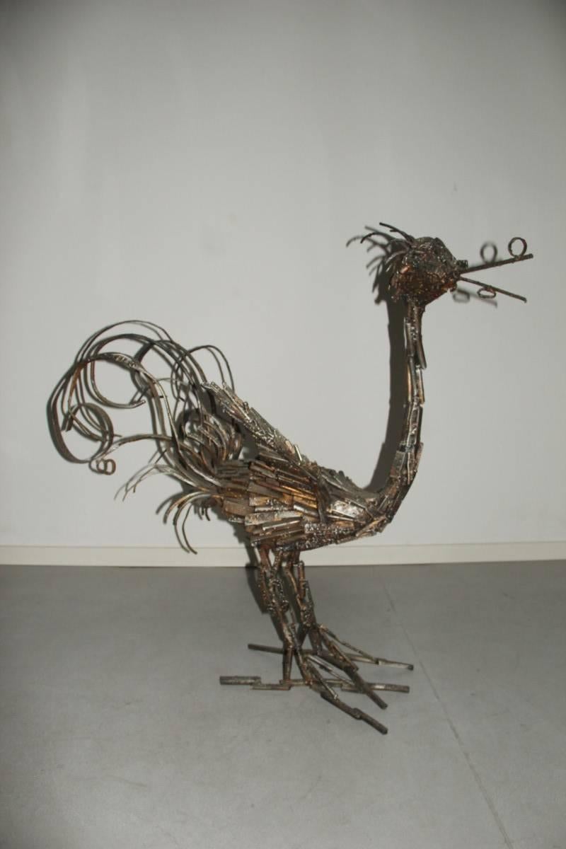 Bird Mid-Century Modern  Brutalist Sculpture in Metal in 1970 Italian design  For Sale 3