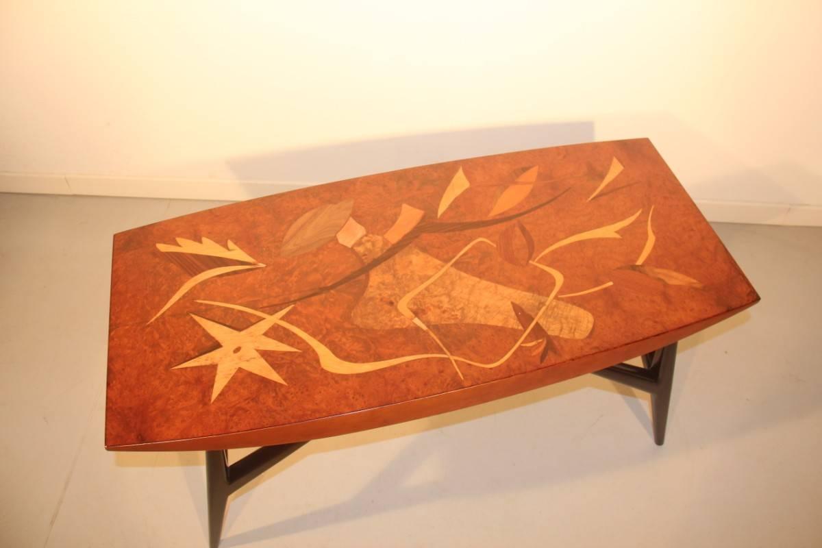 Mid-20th Century Coffee Table Luigi Scremin Minimalist Forms, 1940s Wood Precious Italian Design For Sale